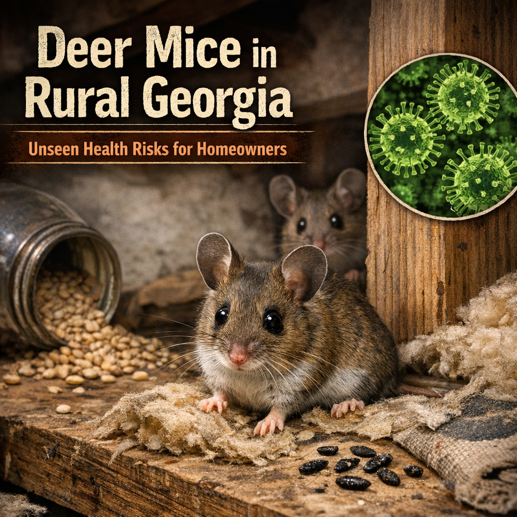 Deer mouse in a rural setting, highlighting health risks for homeowners.