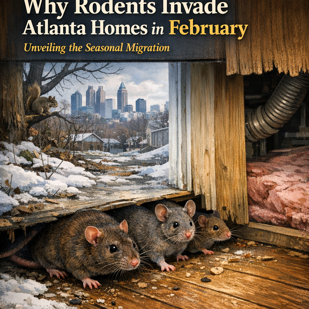 Illustration of rodents migrating into an Atlanta home in February.